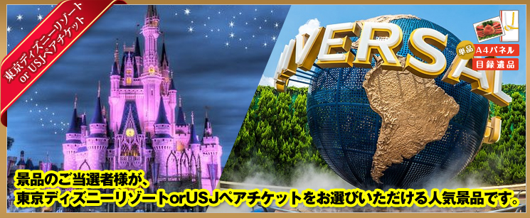  東京ディズニーorUSJペアチケット 単品景品